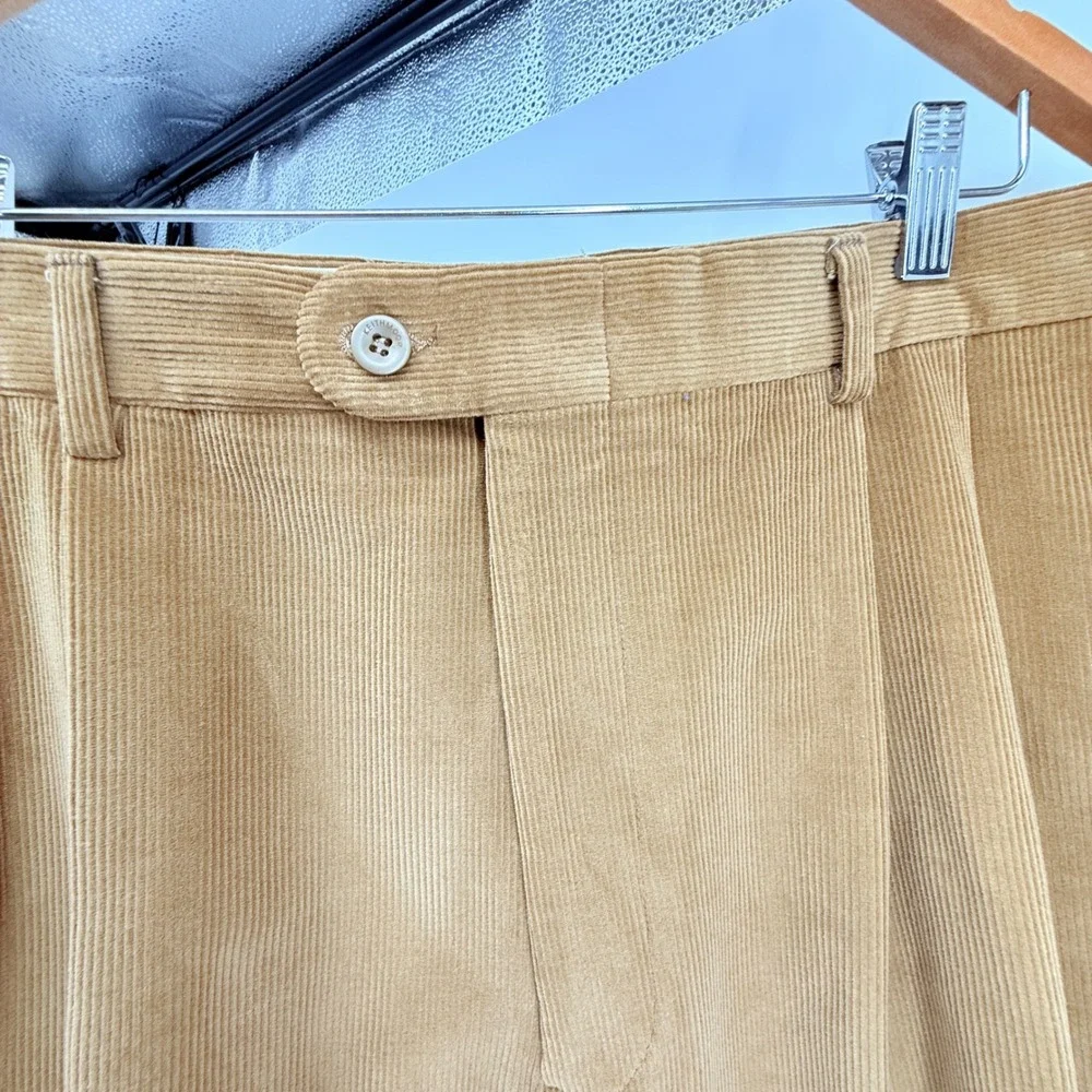 Set of 2 Keithmoor Corduroy Pleated Trousers Tan/Olive‎ Size 42R Men Classic Fit